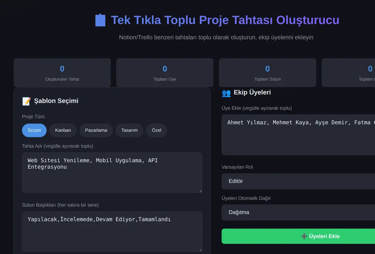 Toplu Proje Tahtası Oluşturucu ekran görüntüsü