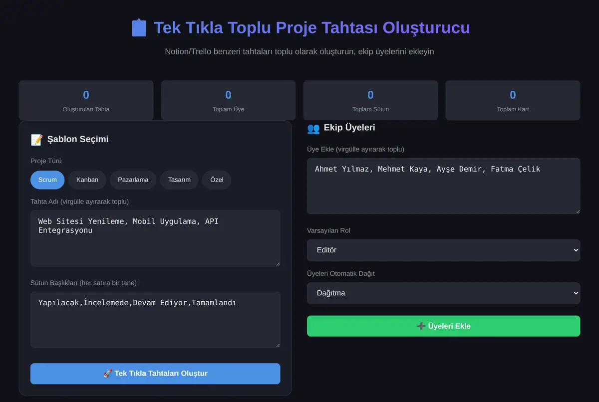 Toplu Proje Tahtası Oluşturucu ekran görüntüsü 2