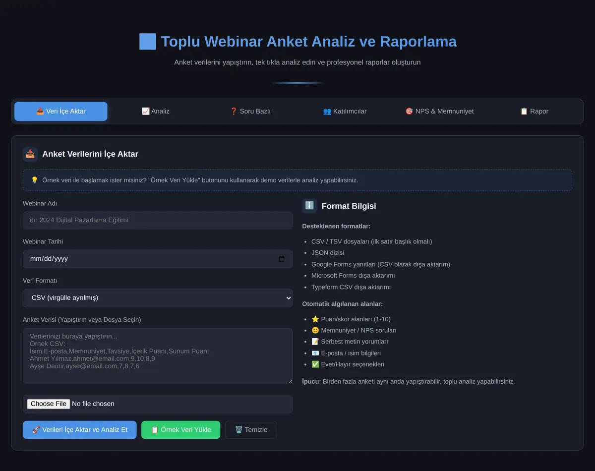 Toplu Webinar Anket Analiz ve Raporlama ekran görüntüsü 3