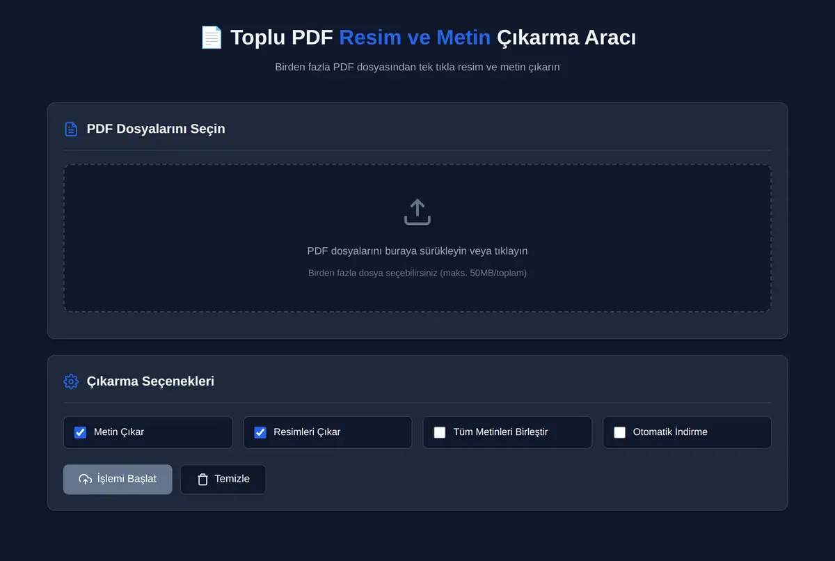 Toplu PDF Resim ve Metin Çıkarma Aracı ekran görüntüsü 2