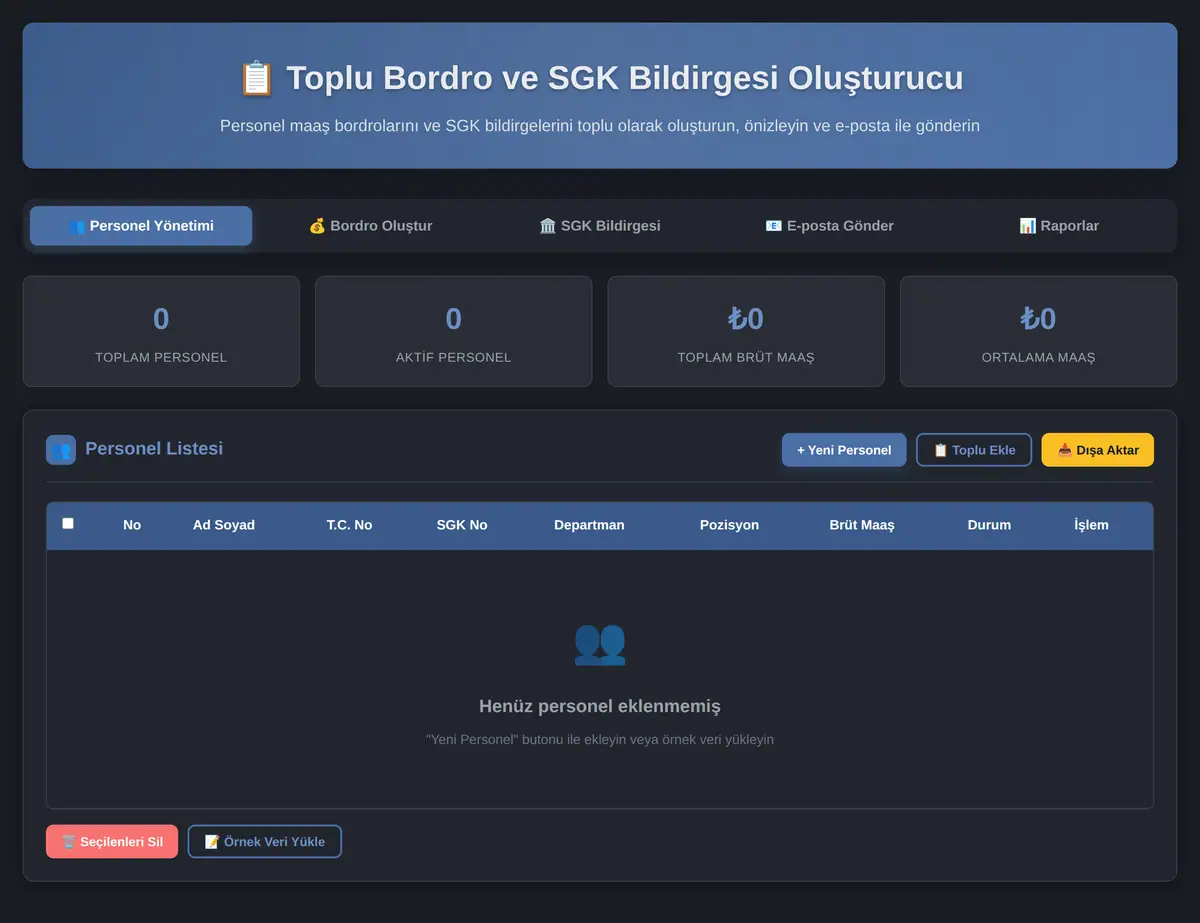 Toplu Bordro ve SGK Bildirgesi Oluşturucu ekran görüntüsü 3