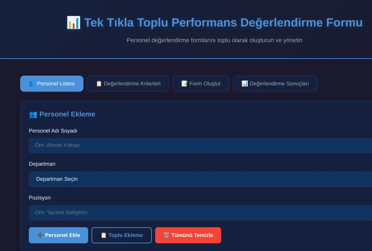 Toplu Performans Değerlendirme Formu ekran görüntüsü
