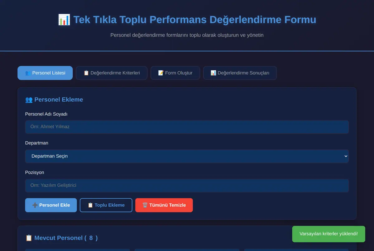 Toplu Performans Değerlendirme Formu ekran görüntüsü 2