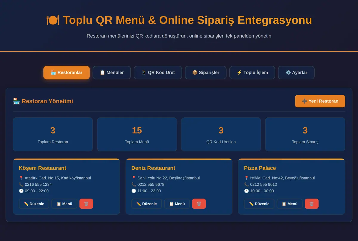 Toplu QR Menü & Online Sipariş Entegrasyonu ekran görüntüsü 2