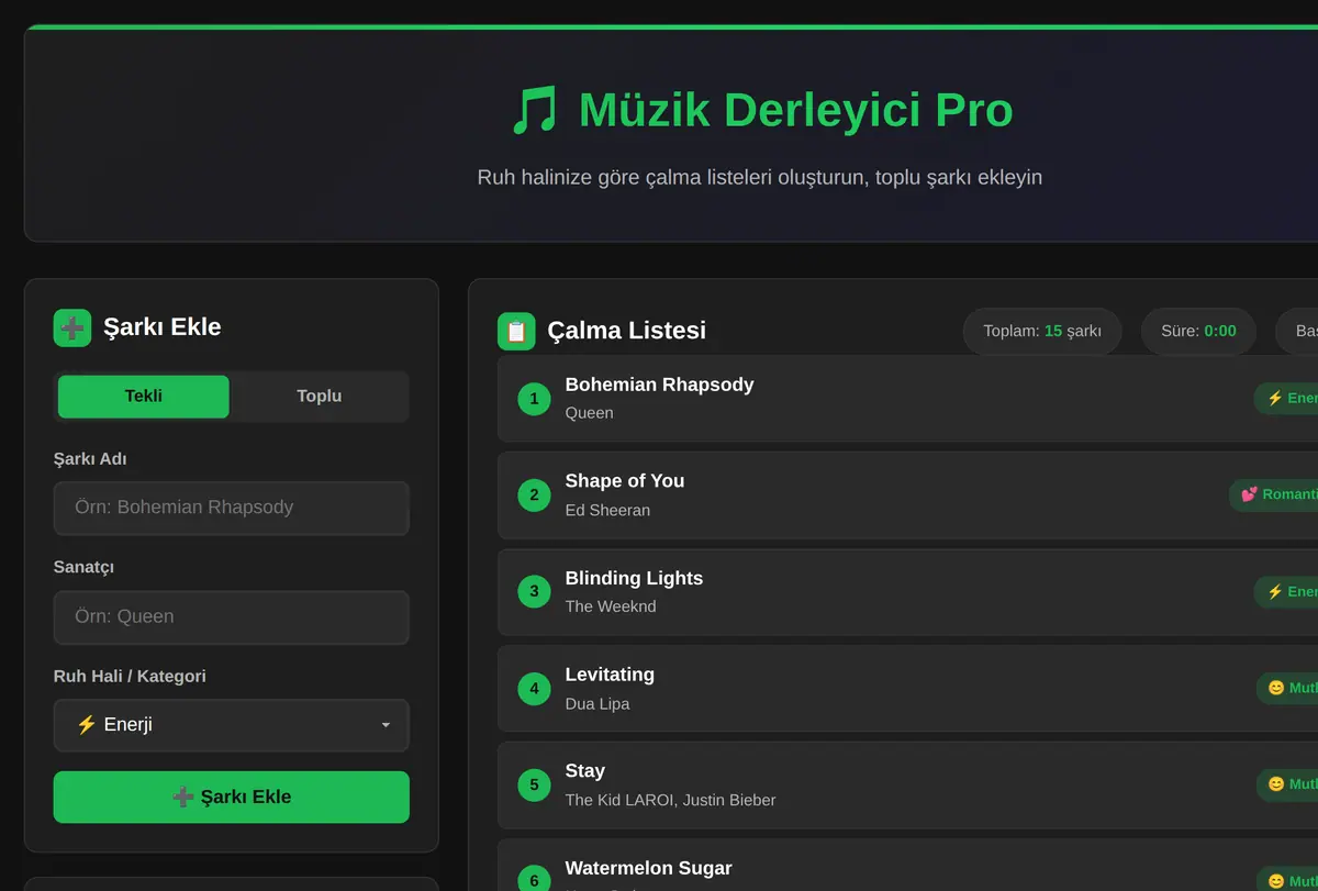 Müzik Derleyici Pro - Ruh Haline Göre Çalma Listesi ekran görüntüsü