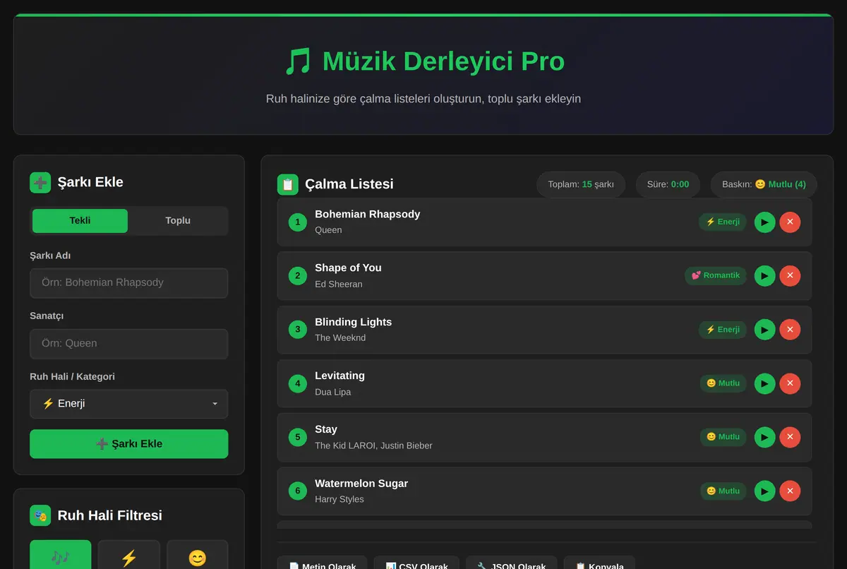 Müzik Derleyici Pro - Ruh Haline Göre Çalma Listesi ekran görüntüsü 2