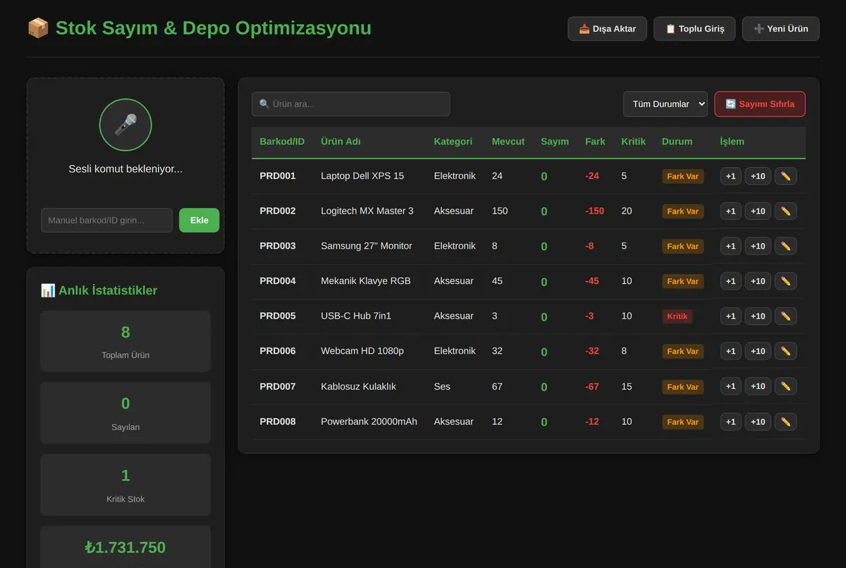 Stok Sayım & Depo Optimizasyonu ekran görüntüsü 2