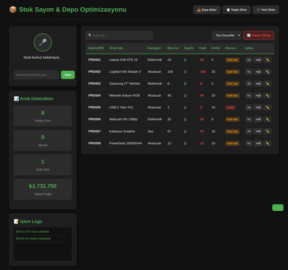 Stok Sayım & Depo Optimizasyonu ekran görüntüsü 3