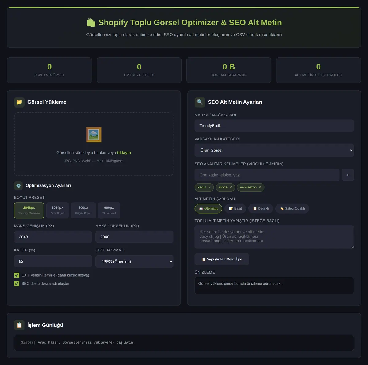 Shopify Toplu Görsel Optimizer & SEO Alt Metin ekran görüntüsü 3