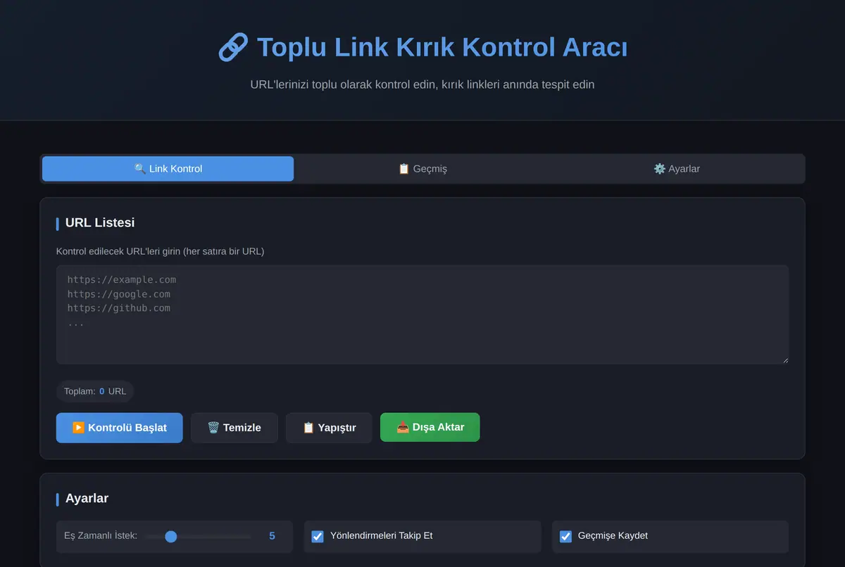 Toplu Link Kırık Kontrol Aracı ekran görüntüsü 2