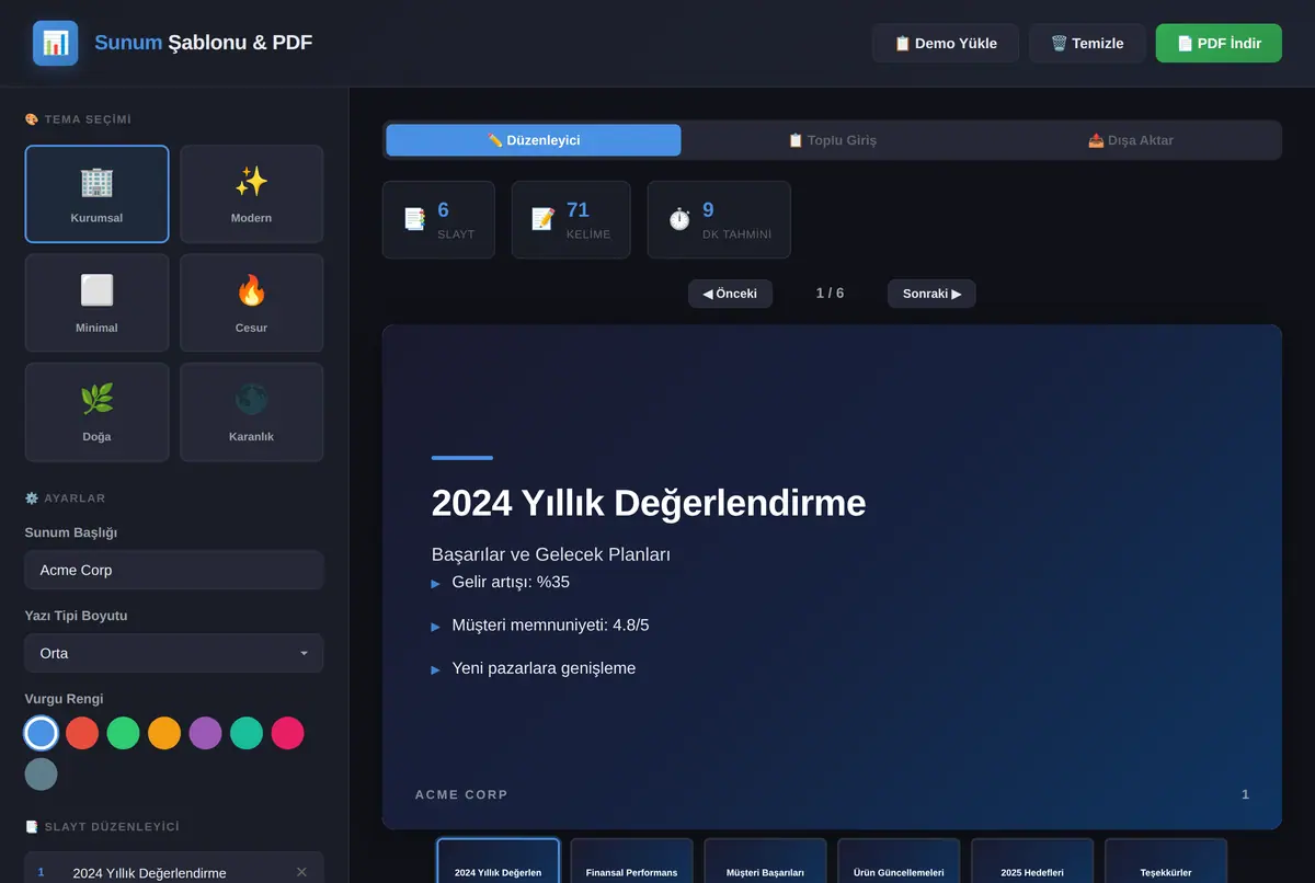 Tek Tıkla Sunum Şablonu ve PDF Dönüştürücü ekran görüntüsü 3