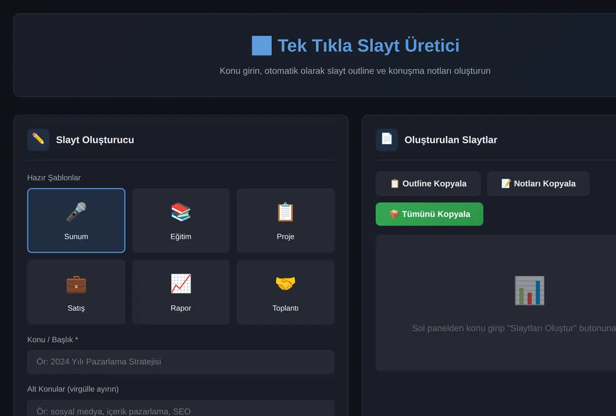 Tek Tıkla Slayt Üretici - Çevrimdışı ekran görüntüsü