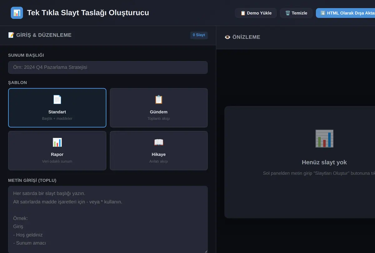 Tek Tıkla Slayt Taslağı Oluşturucu ekran görüntüsü