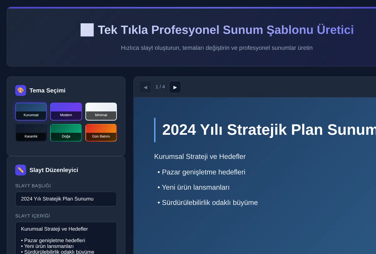 Profesyonel Sunum Şablonu Üretici ekran görüntüsü