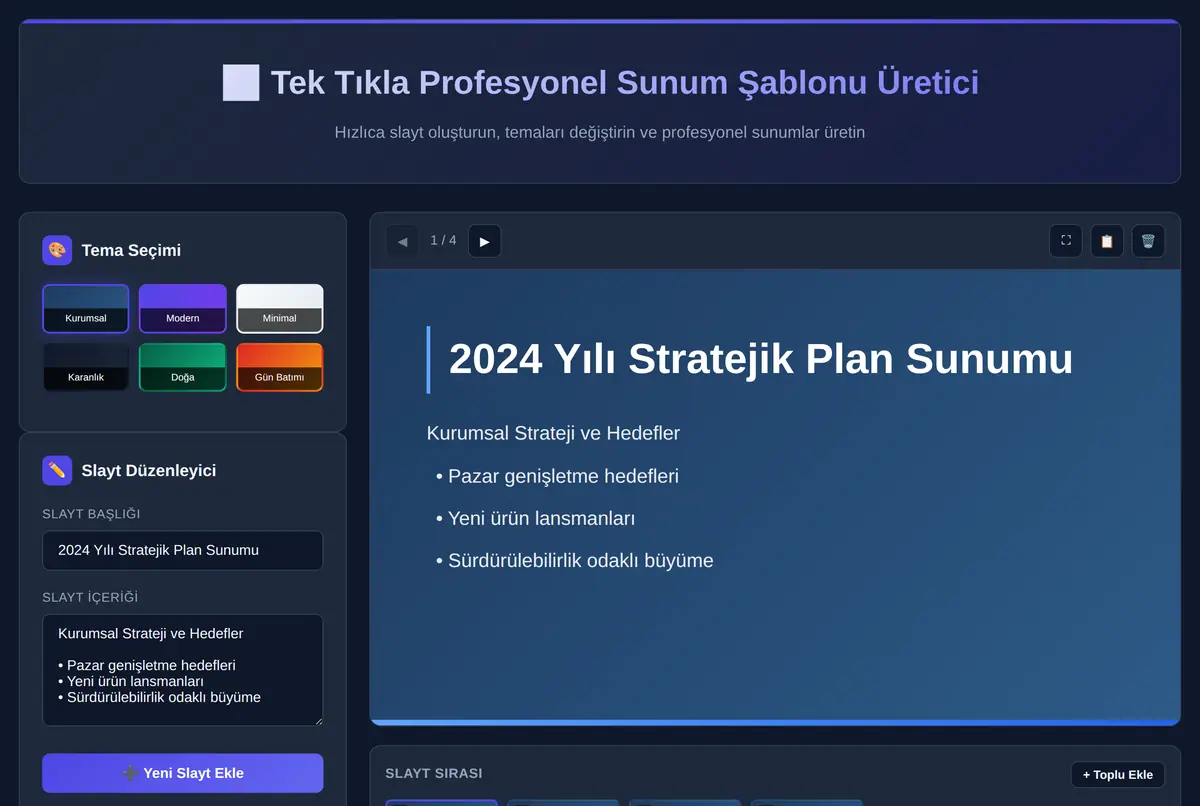 Profesyonel Sunum Şablonu Üretici ekran görüntüsü 2