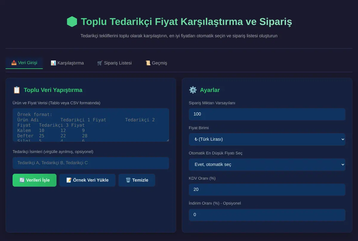 Toplu Tedarikçi Fiyat Karşılaştırma ve Sipariş ekran görüntüsü 2
