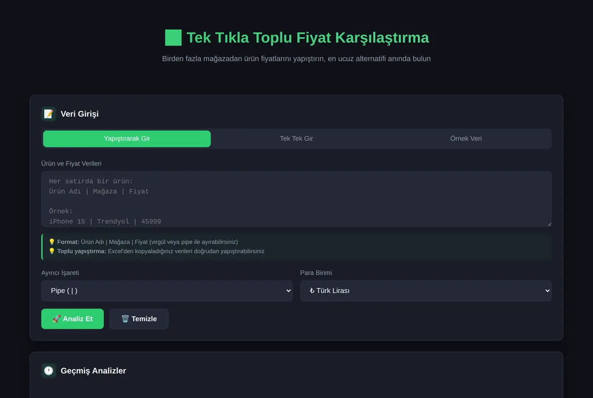 Tek Tıkla Toplu Fiyat Karşılaştırma Aracı ekran görüntüsü 2