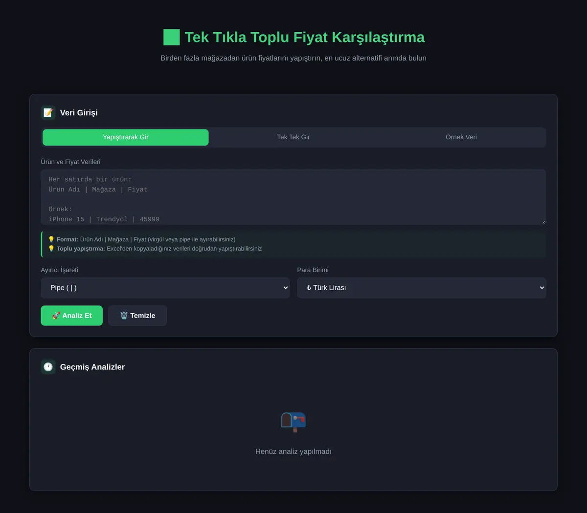 Tek Tıkla Toplu Fiyat Karşılaştırma Aracı ekran görüntüsü 3