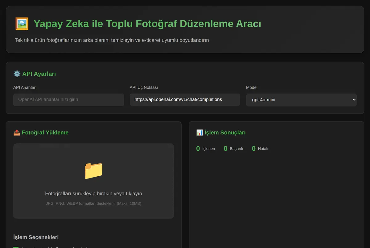 Yapay Zeka ile Toplu Fotoğraf Düzenleme Aracı ekran görüntüsü 2