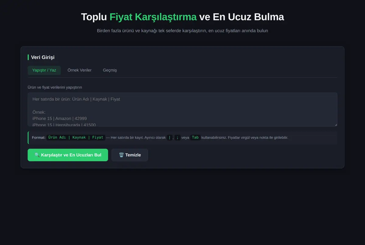 Toplu Fiyat Karşılaştırma ve En Ucuz Bulma Aracı ekran görüntüsü 2