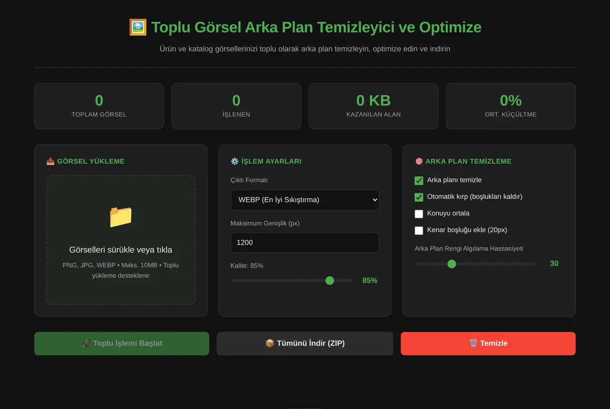 Toplu Görsel Arka Plan Temizleyici ve Optimize ekran görüntüsü 2