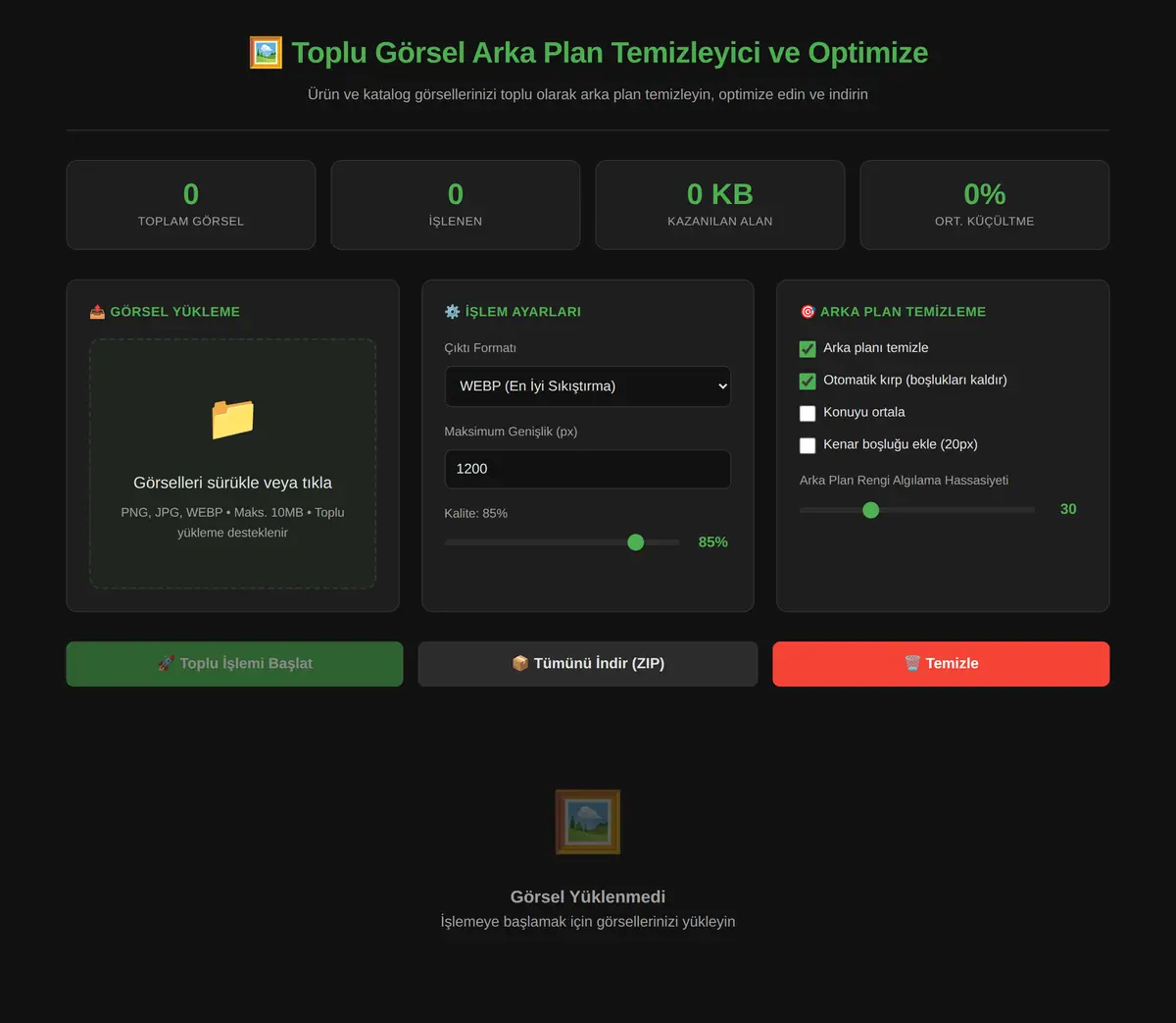 Toplu Görsel Arka Plan Temizleyici ve Optimize ekran görüntüsü 3
