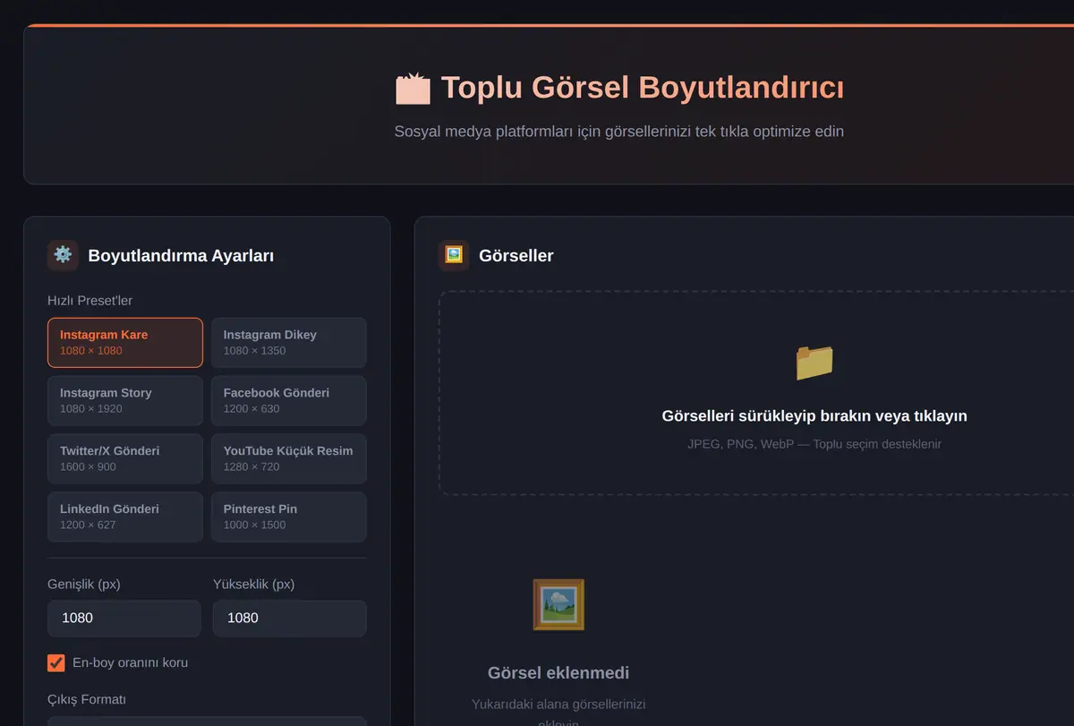 Toplu Görsel Boyutlandırıcı - Sosyal Medya İçin ekran görüntüsü
