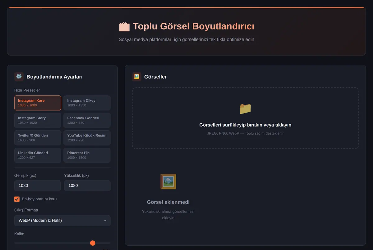 Toplu Görsel Boyutlandırıcı - Sosyal Medya İçin ekran görüntüsü 2