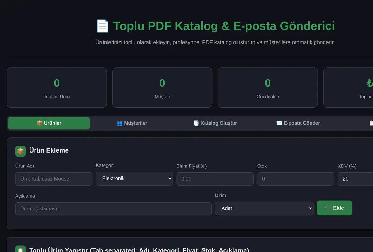Toplu PDF Katalog & E-posta Gönderici ekran görüntüsü