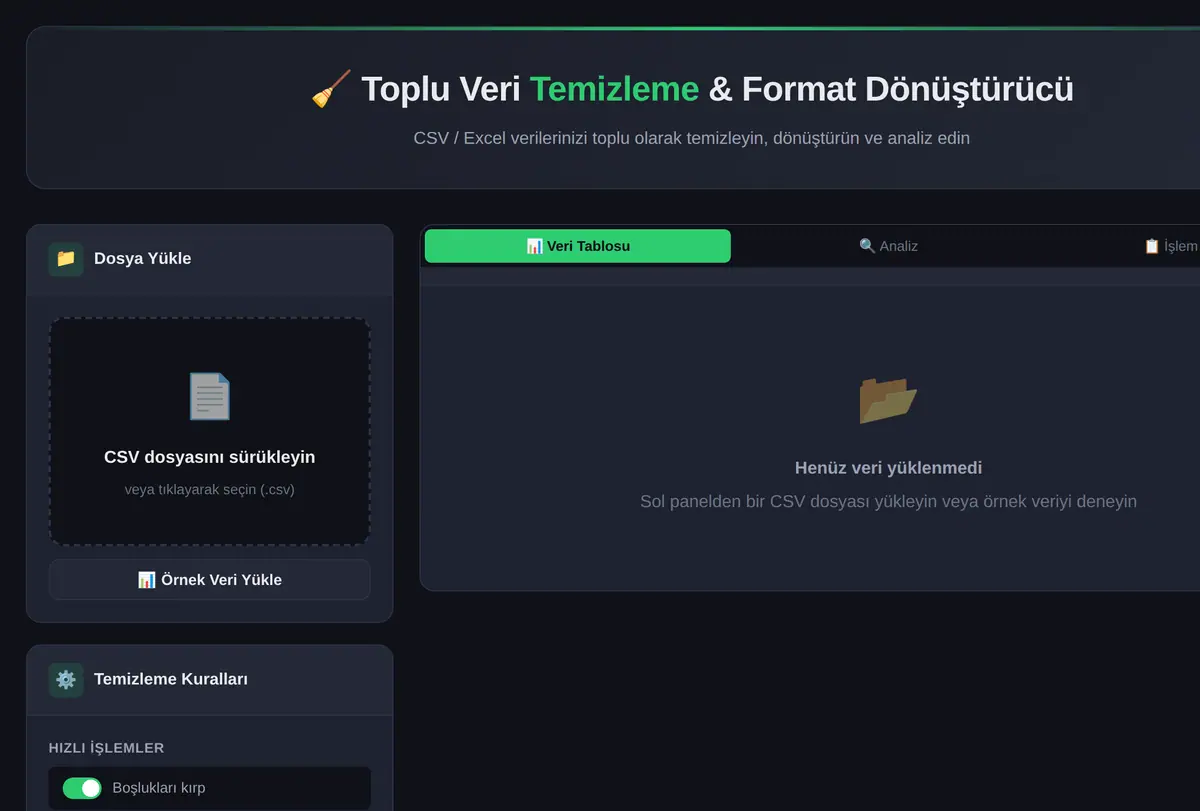 Toplu Veri Temizleme & Format Dönüştürücü ekran görüntüsü