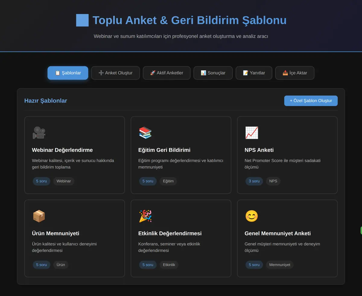 Toplu Anket & Geri Bildirim Şablonu ekran görüntüsü 3