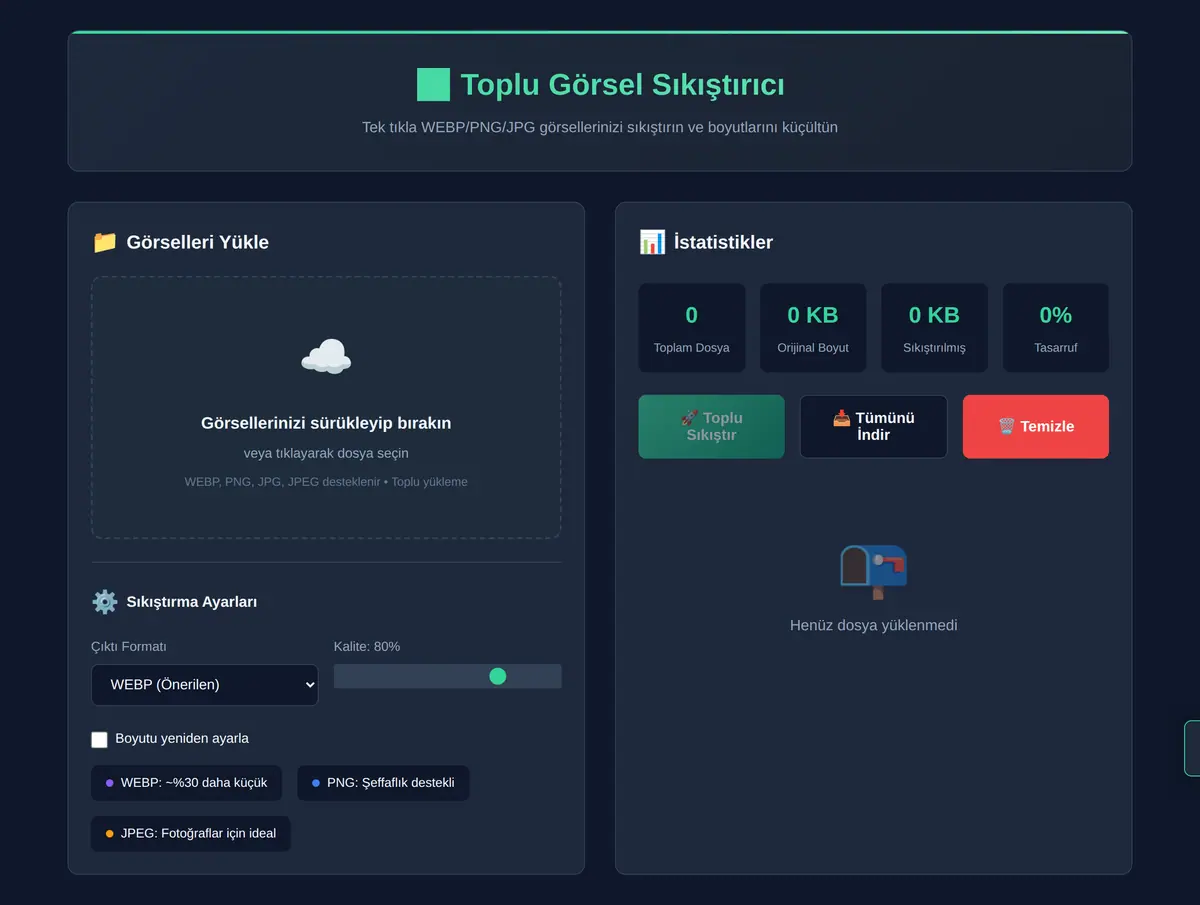 Toplu Görsel Sıkıştırıcı - Tek Tıkla WEBP/PNG ekran görüntüsü 3
