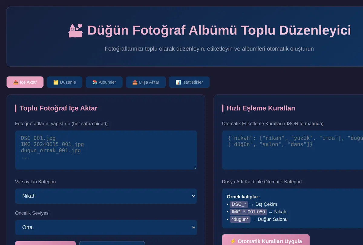 Düğün Fotoğraf Albümü Toplu Düzenleyici ekran görüntüsü