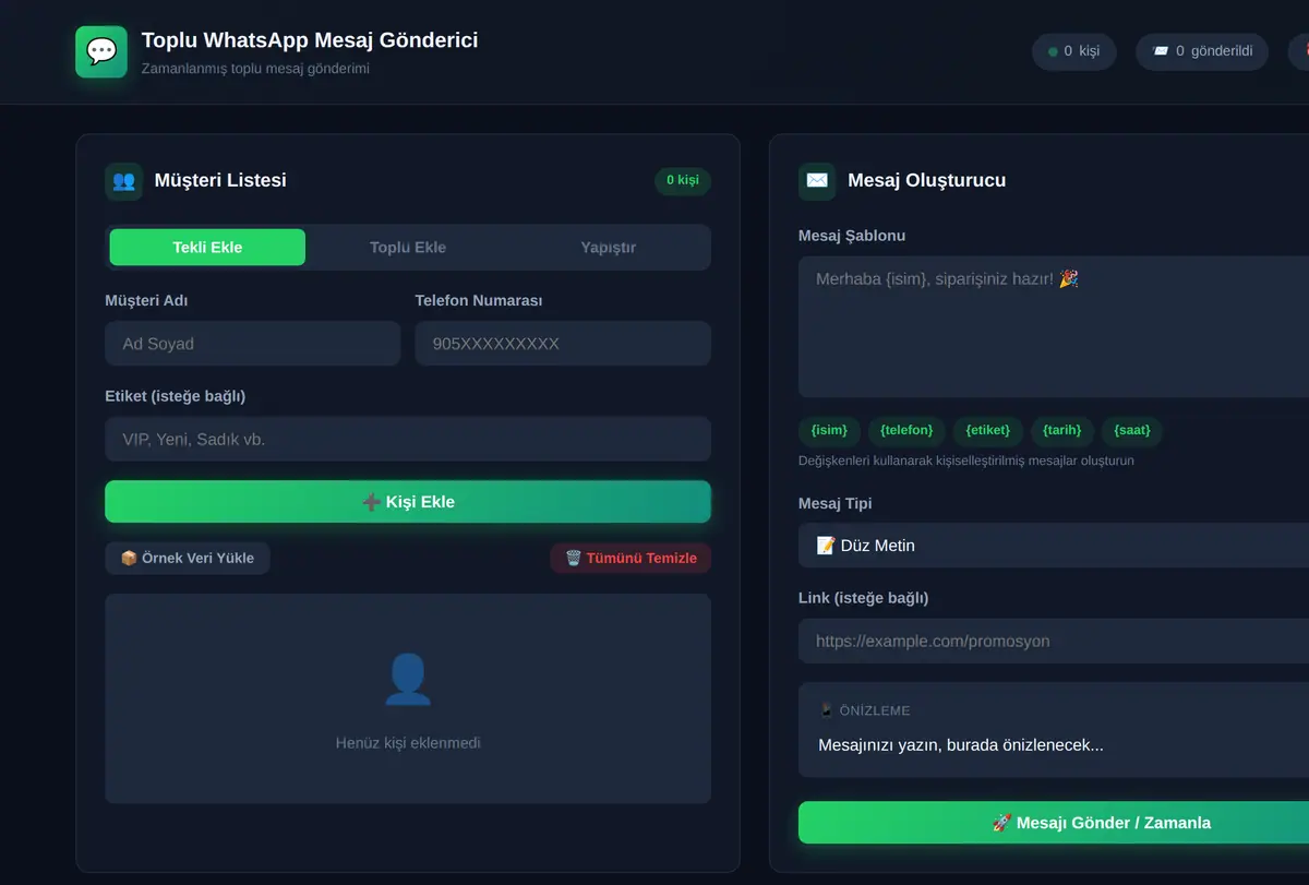 Toplu WhatsApp Mesaj Gönderici ve Zamanlayıcı ekran görüntüsü
