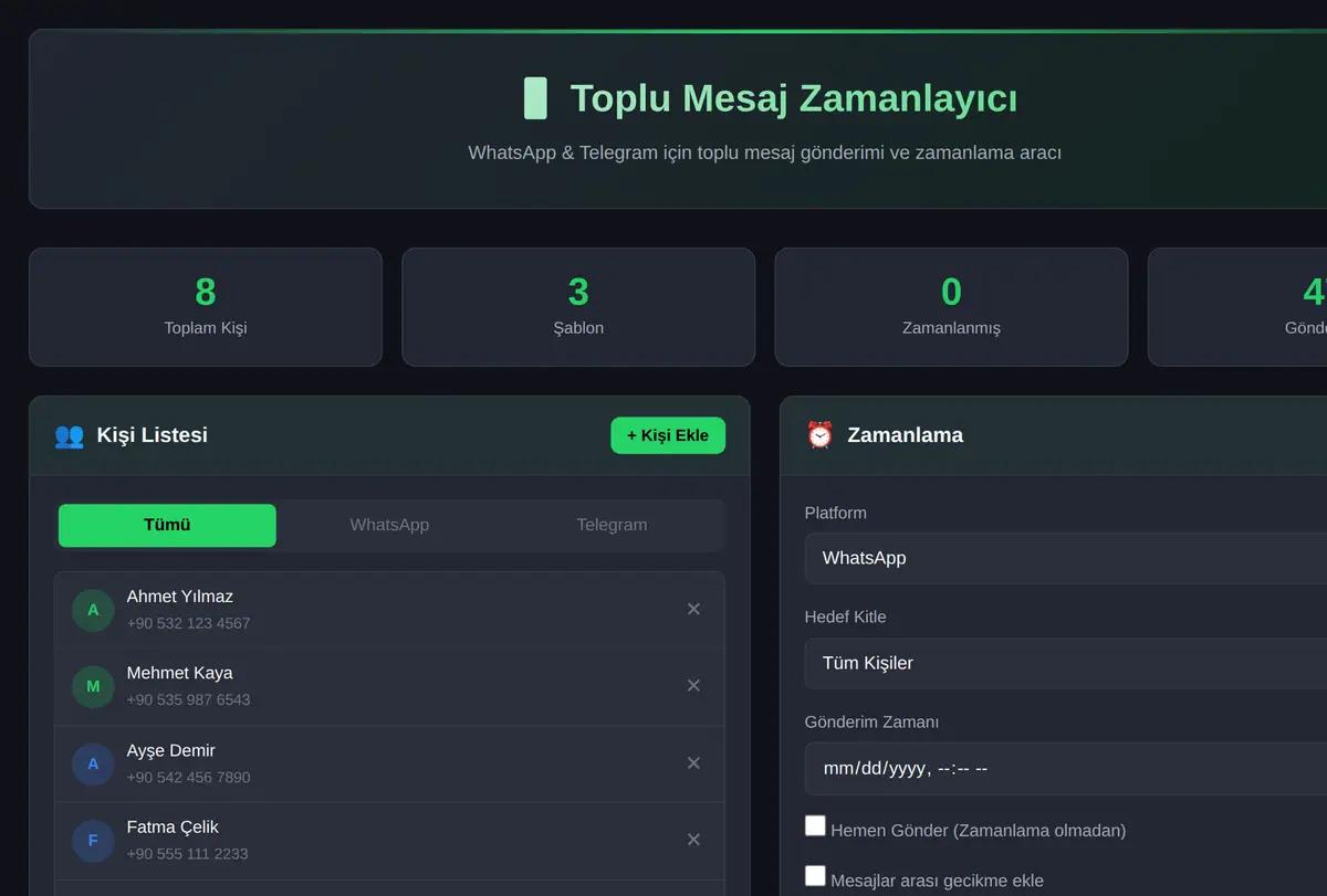 Toplu Mesaj Zamanlayıcı - WhatsApp & Telegram ekran görüntüsü