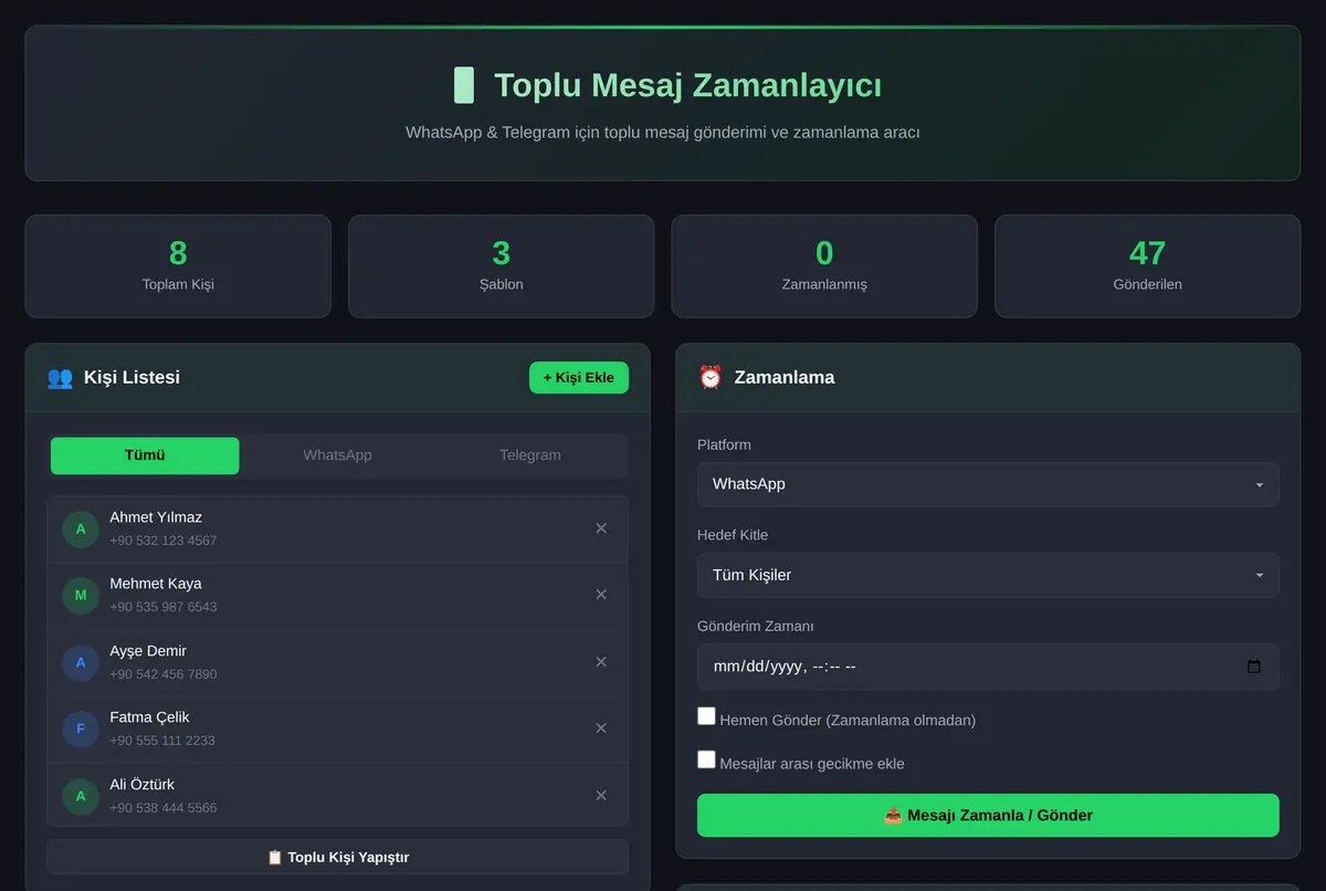 Toplu Mesaj Zamanlayıcı - WhatsApp & Telegram ekran görüntüsü 2
