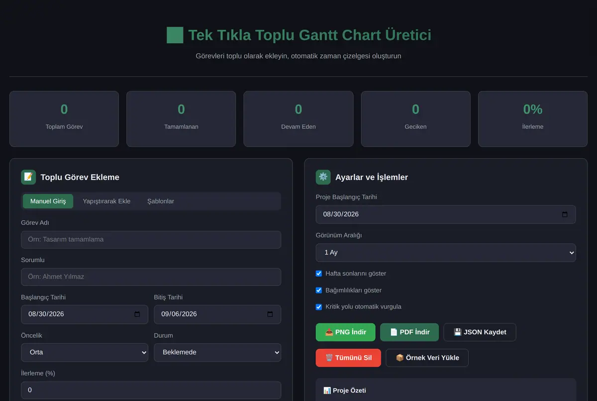 Tek Tıkla Toplu Gantt Chart Üretici ve Görev Atama ekran görüntüsü 2