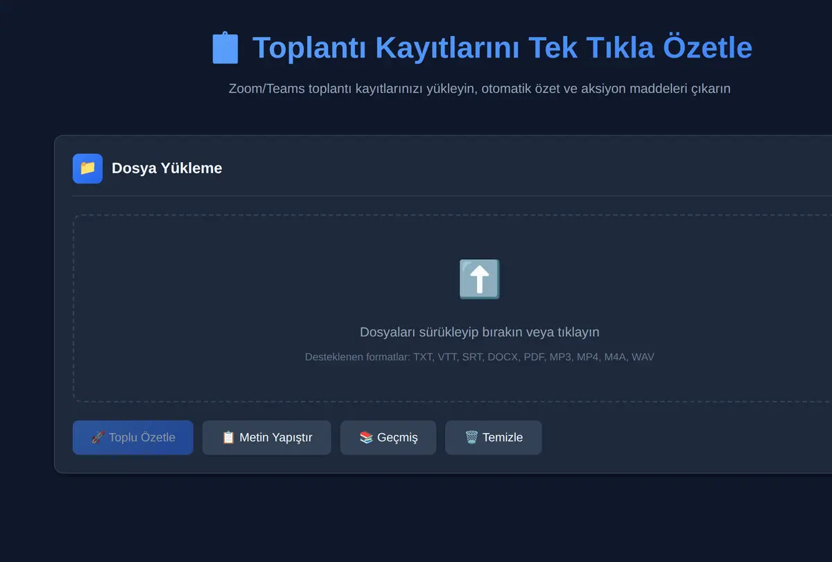 Toplantı Kayıtlarını Tek Tıkla Özetle ekran görüntüsü