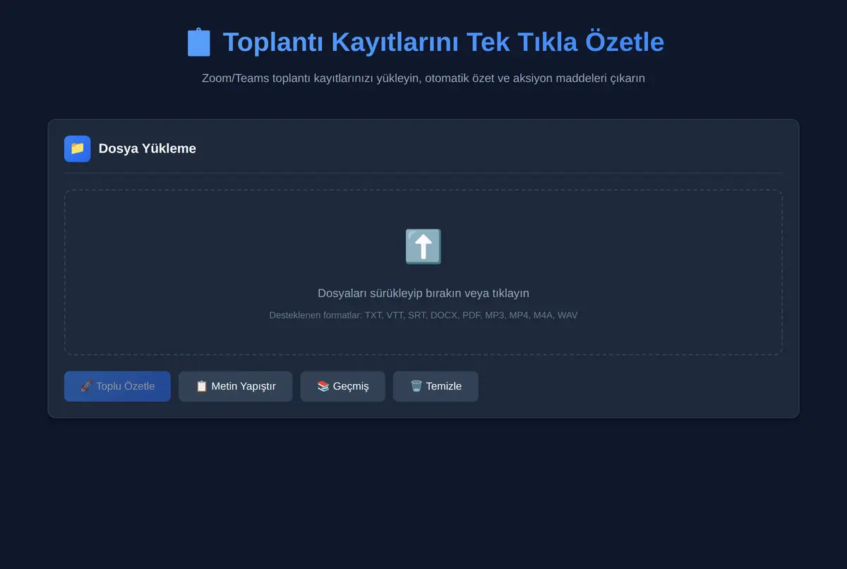 Toplantı Kayıtlarını Tek Tıkla Özetle ekran görüntüsü 2