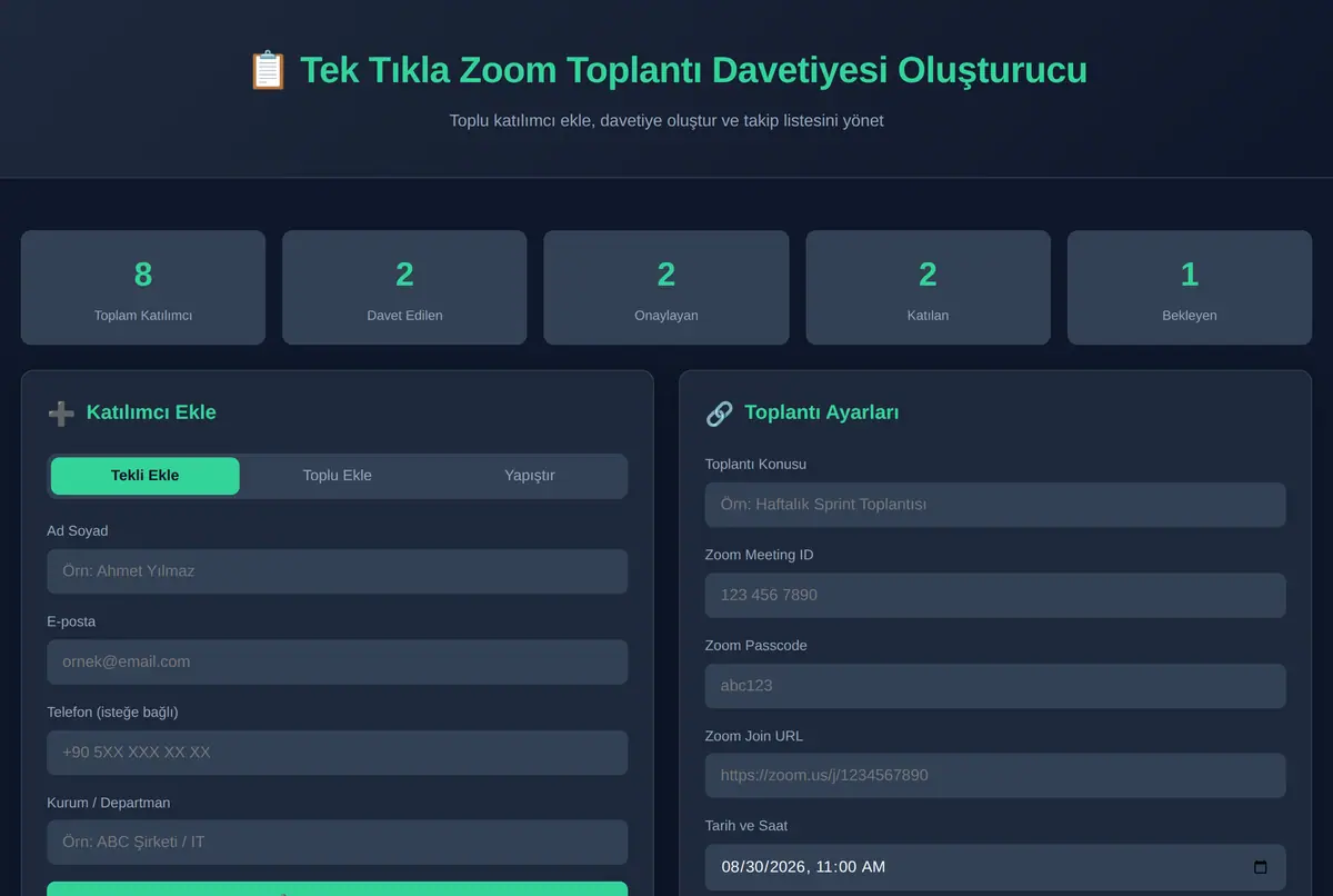 Toplantı Davetiyesi Oluşturucu ekran görüntüsü 2