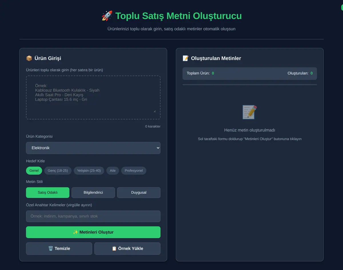 Toplu Satış Metni Oluşturucu ekran görüntüsü 3