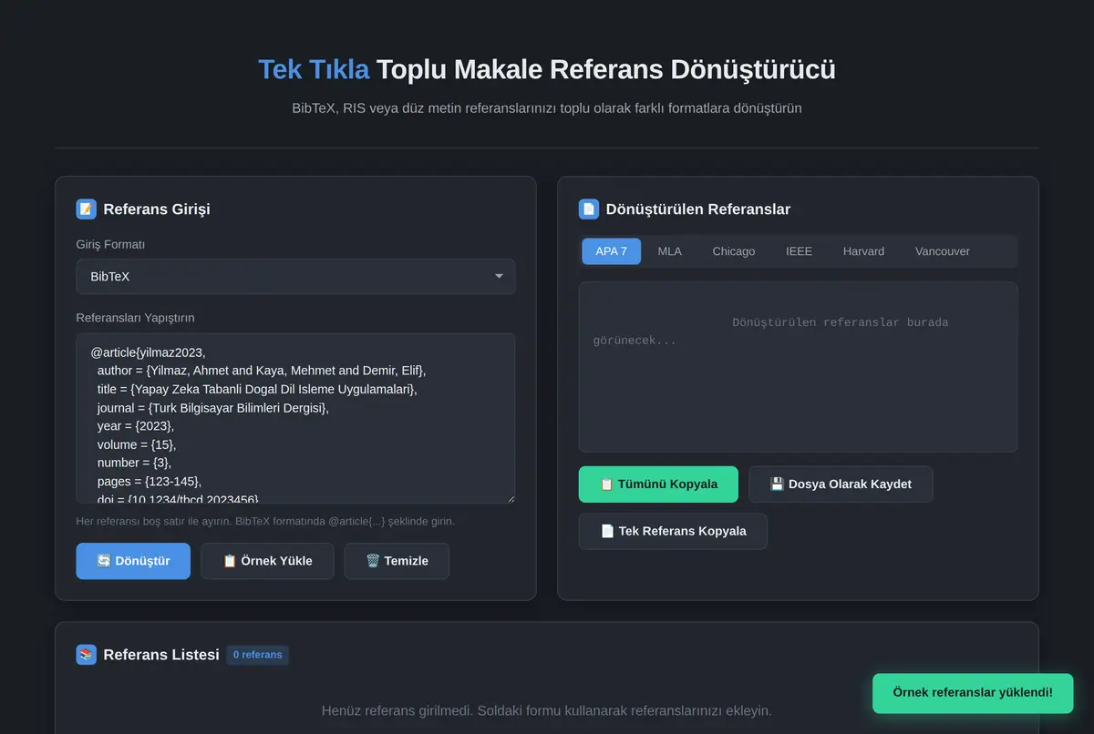 Tek Tıkla Toplu Makale Referans Dönüştürücü ekran görüntüsü 2
