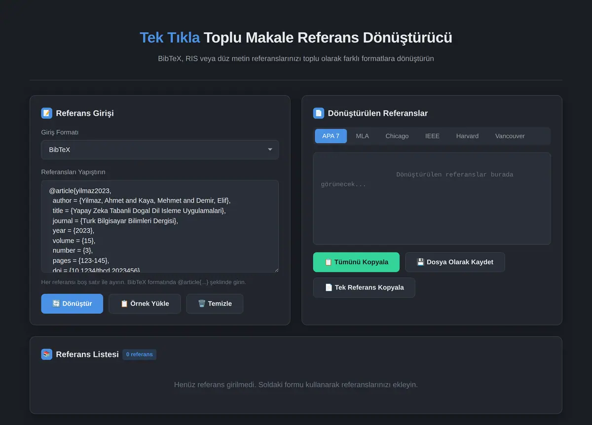 Tek Tıkla Toplu Makale Referans Dönüştürücü ekran görüntüsü 3