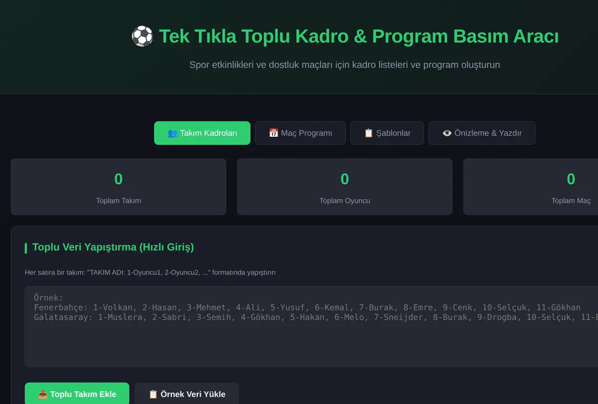 Tek Tıkla Toplu Kadro & Program Basım Aracı ekran görüntüsü