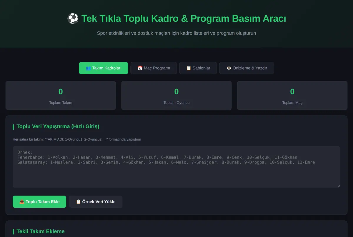 Tek Tıkla Toplu Kadro & Program Basım Aracı ekran görüntüsü 2