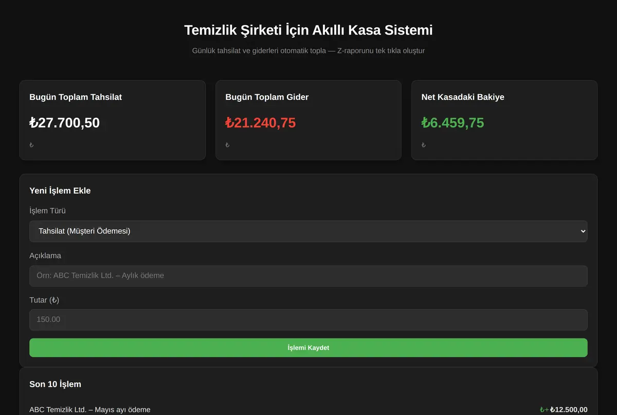 Temizlik Şirketi İçin Akıllı Kasa Sistemi ekran görüntüsü 2