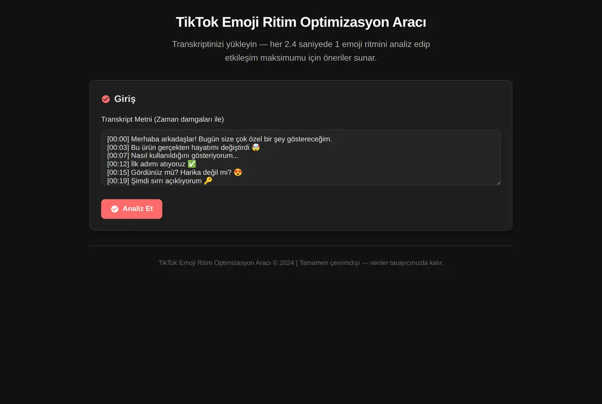 TikTok Emoji Ritim Optimizasyon Aracı ekran görüntüsü 3