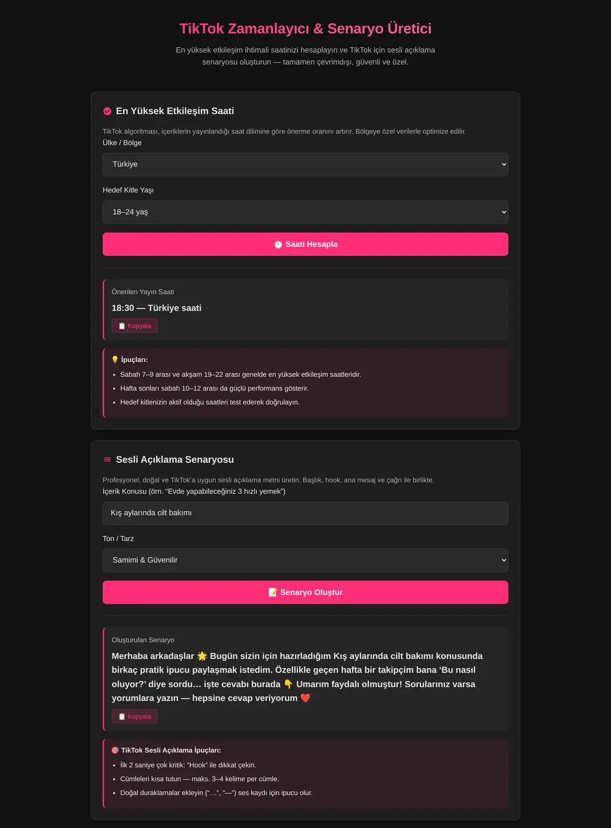 TikTok Zamanlayıcı & Senaryo Üretici ekran görüntüsü 3