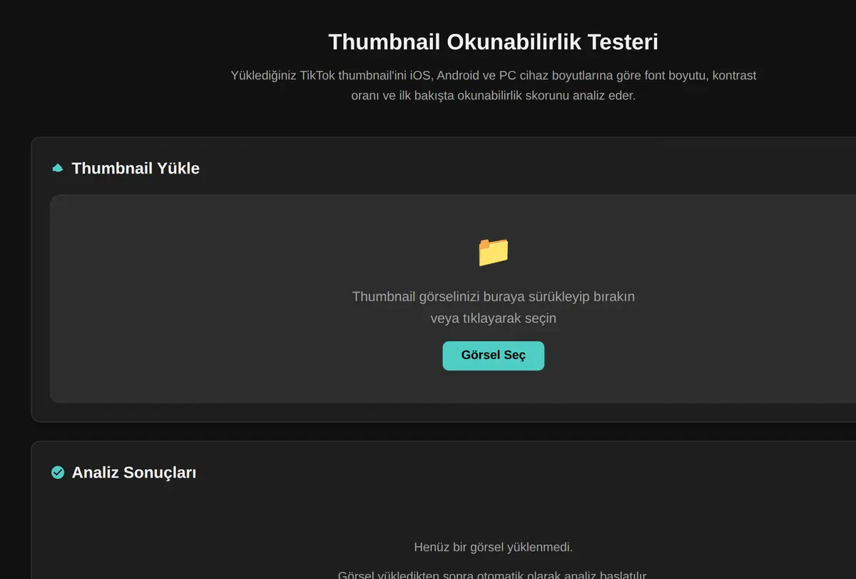 Thumbnail Okunabilirlik Testeri ekran görüntüsü