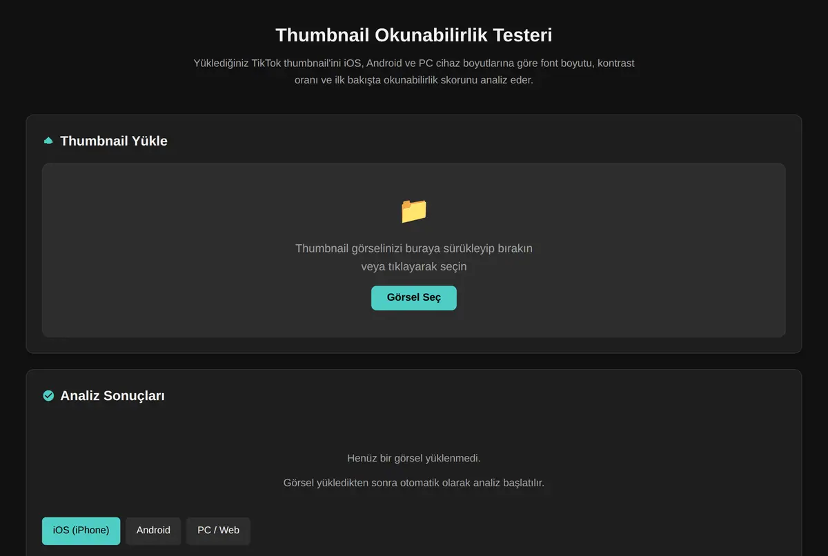 Thumbnail Okunabilirlik Testeri ekran görüntüsü 2